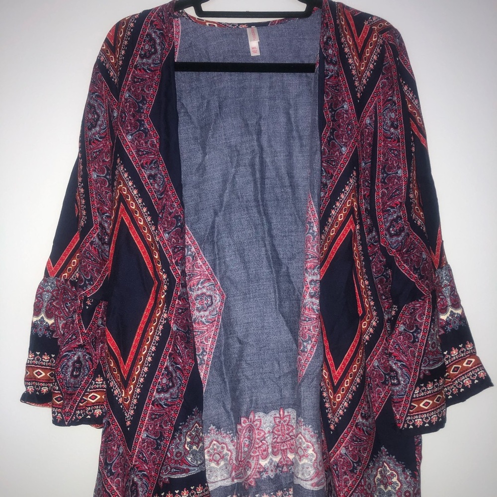 Navy & Red patterned Xhiliration Cardigan